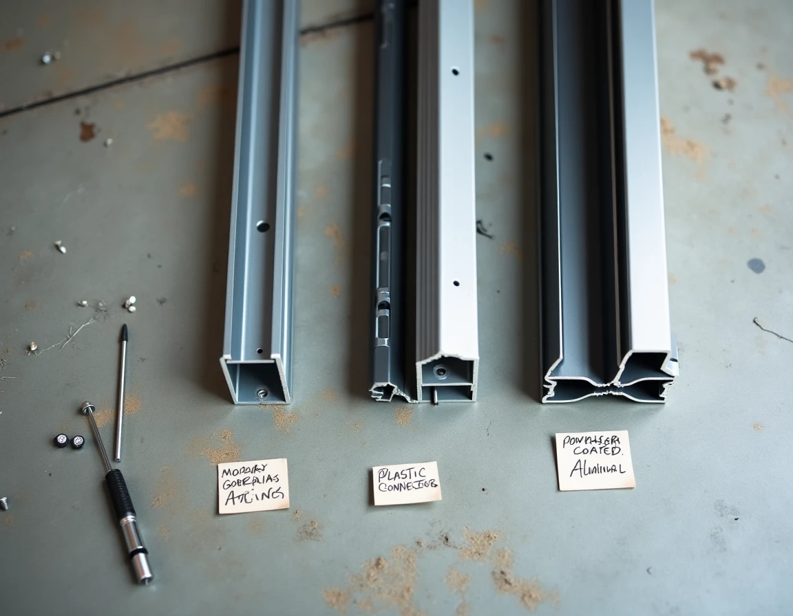 Comparaison de différents types de supports et matériaux d'étagères de garage posés sur le sol en béton