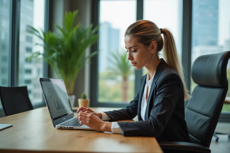 Femme d affaires en réunion d analyse digitale