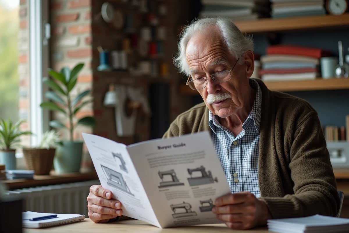 Homme âgé lit un guide d