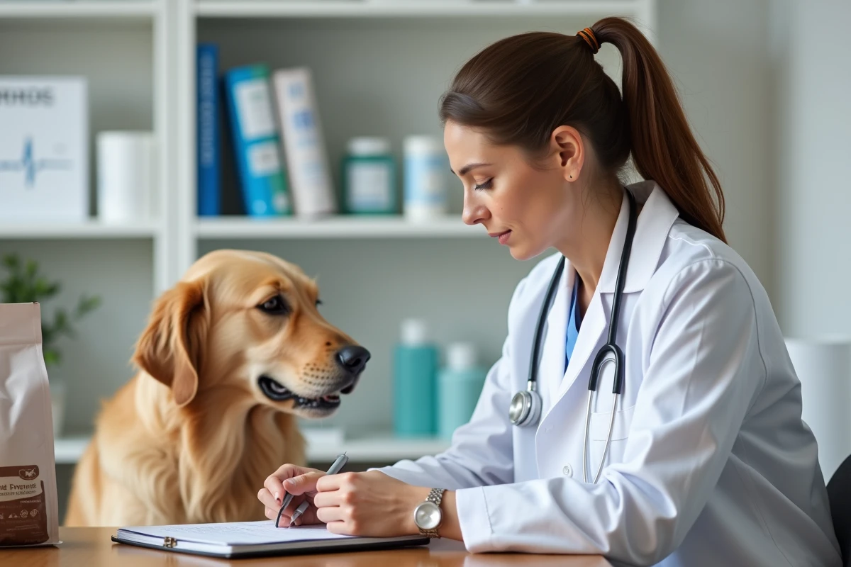 Vétérinaire femme avec stethoscope dans une clinique vétérinaire